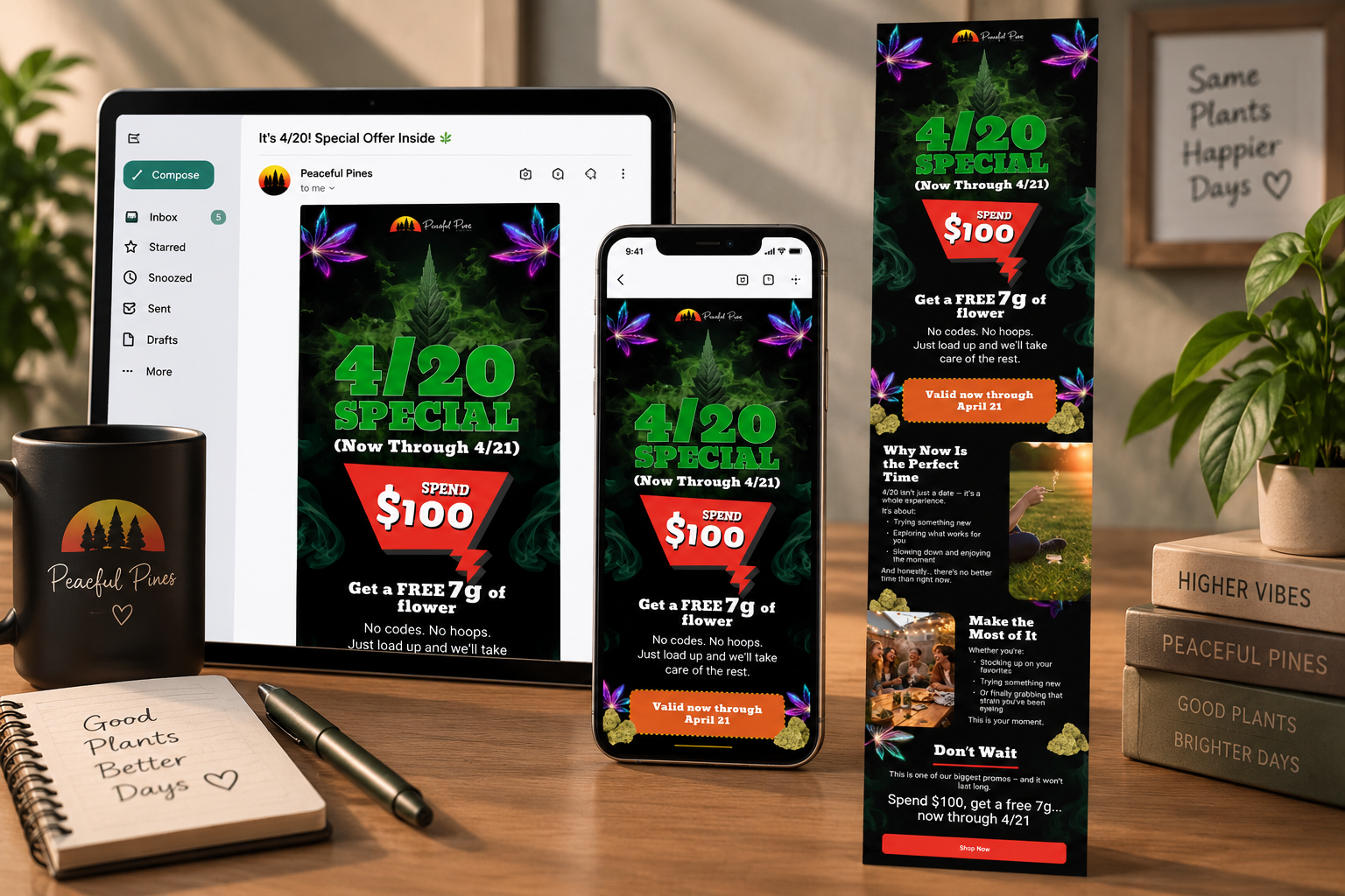 Peaceful Pines 4/20 email template design by Albert.Creative