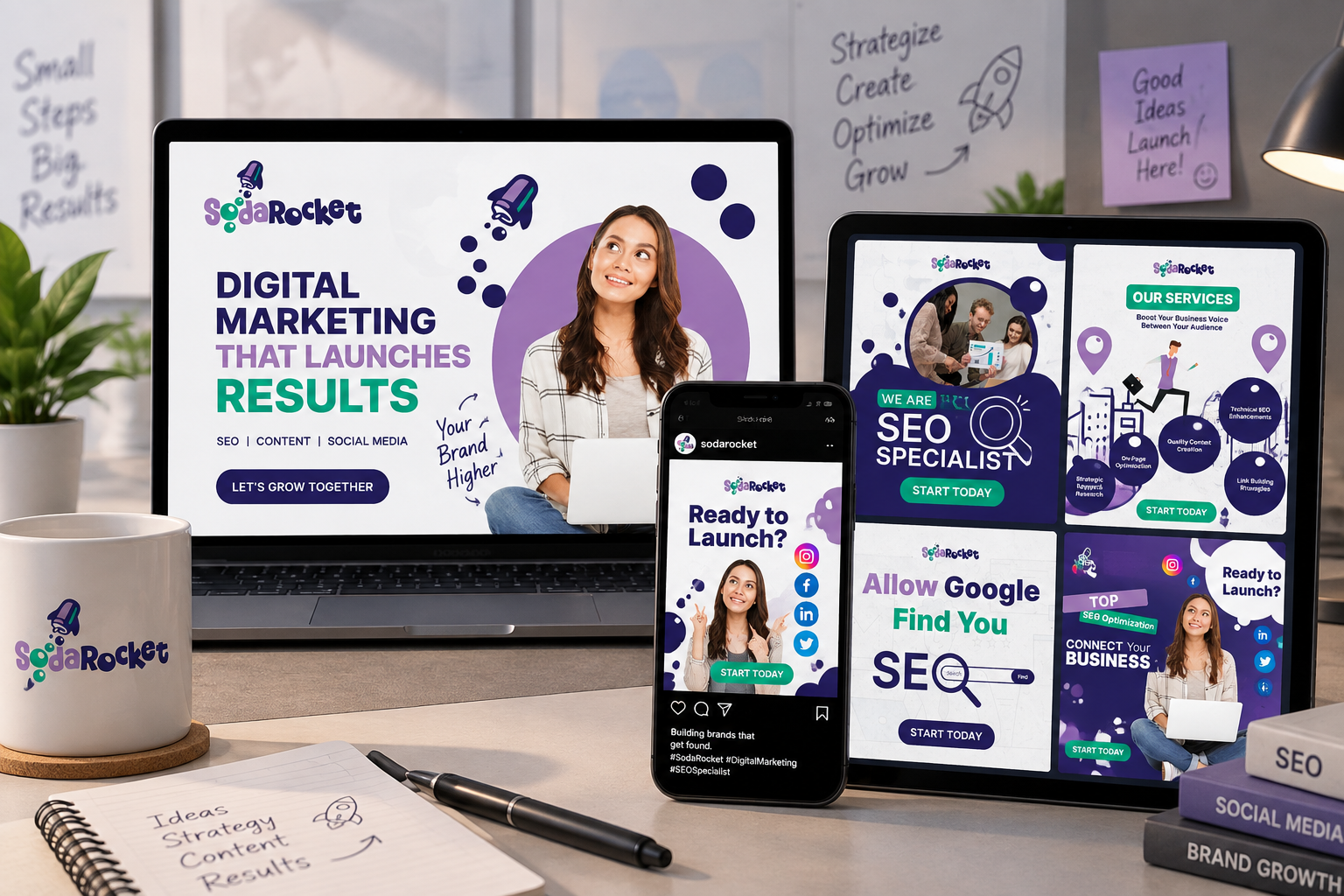 SodaRocket social media design by Albert.Creative